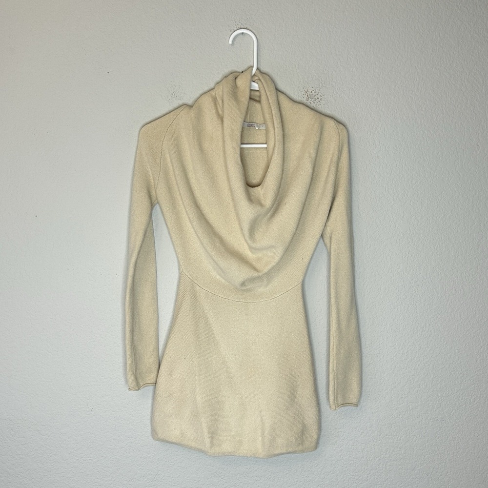 Raffi 100% Cashmere Cowl Neck Sweater Size P Cream Pullover Long Sleeve S Luxury